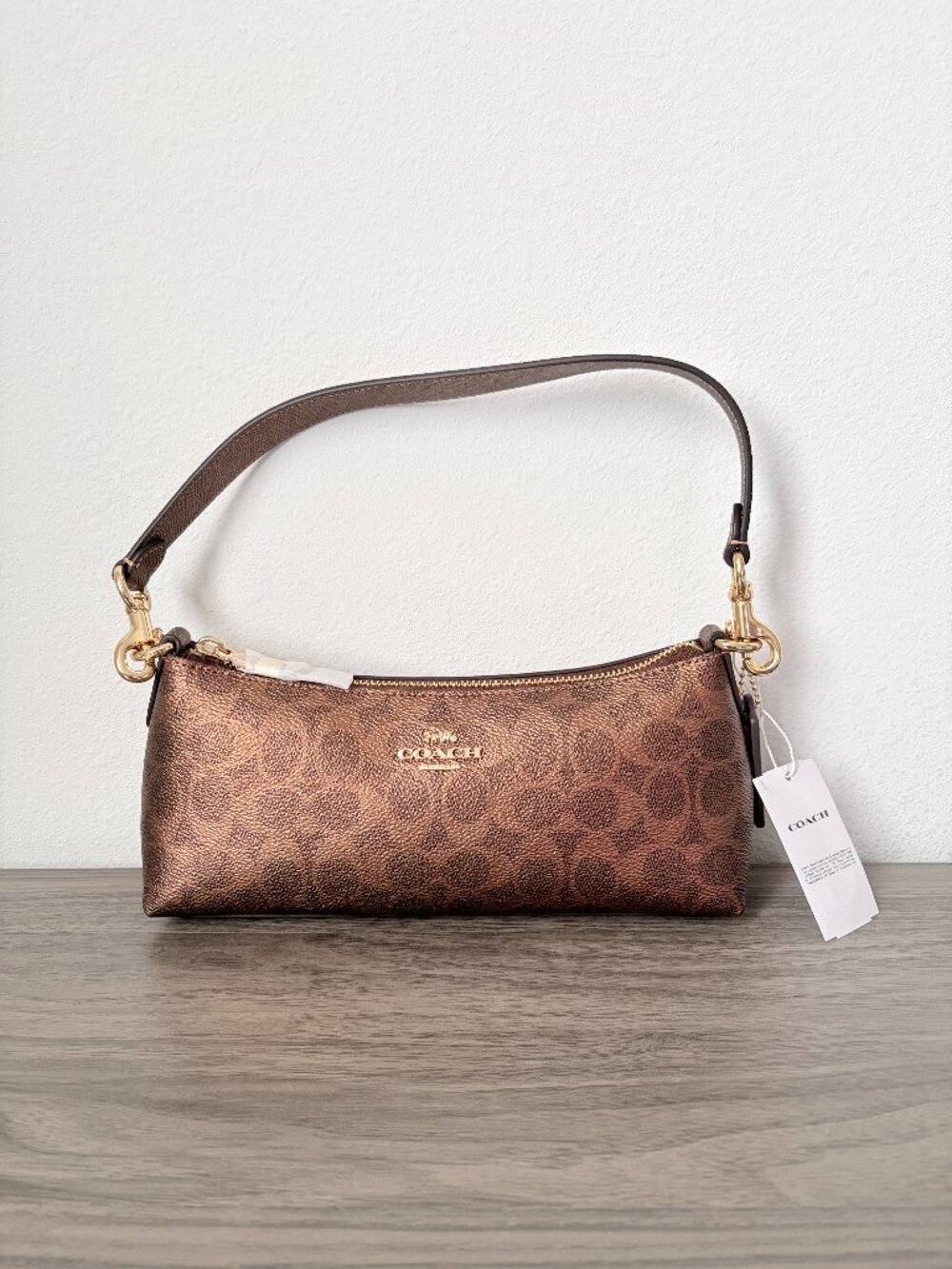 COACH Charlotte Small Shoulder Bag In Signature Canvas Copper/Brown